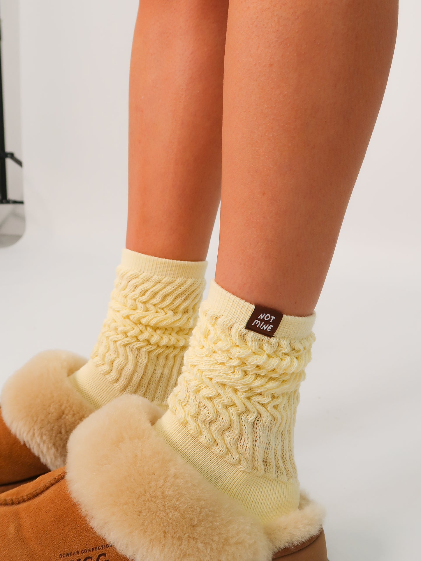 Lemon Cream Slouchy Grip Socks