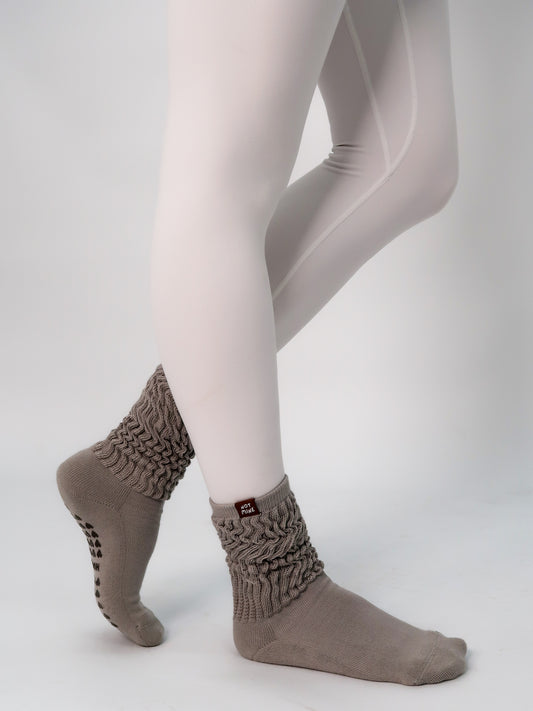 Grey Slouchy Grip Socks