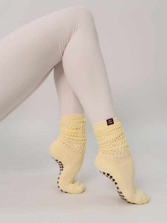 Lemon Cream Slouchy Grip Socks